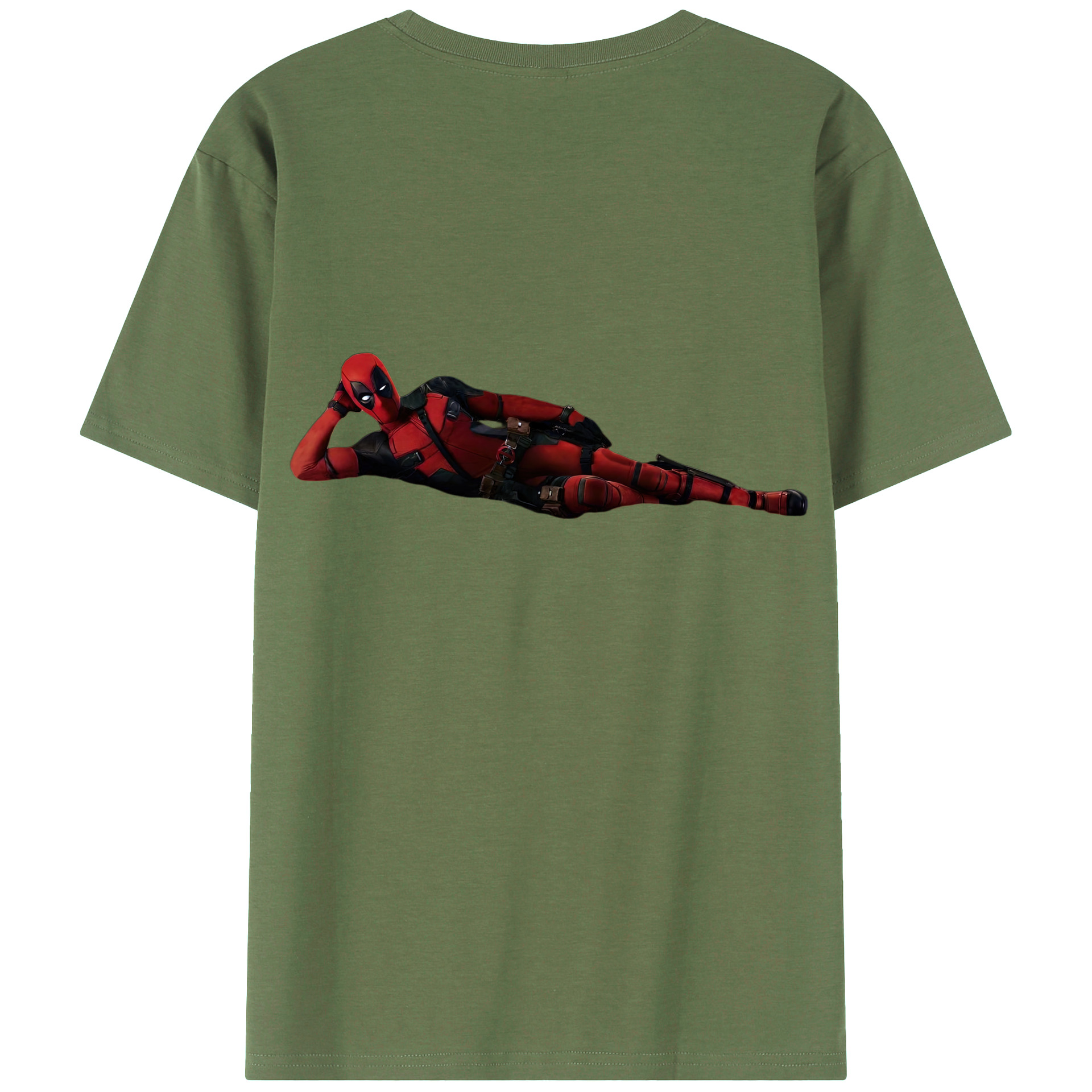 （画像用） Deadpool デッドプール 綿100％ メンズ半袖Tシャツ（バックプリント） 通気性